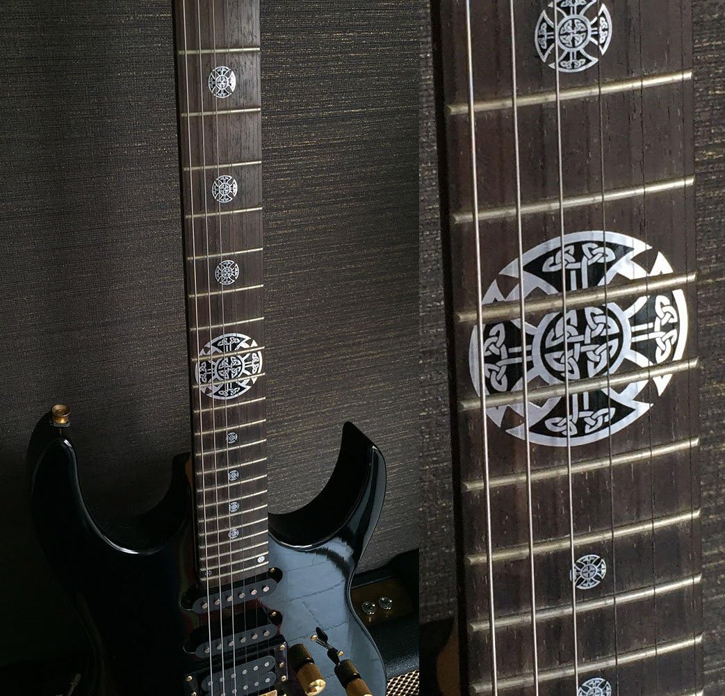 Jockomo 12th Position Mark Guitar Inlay Sticker Metallic Celtic Cross Emblem image 2
