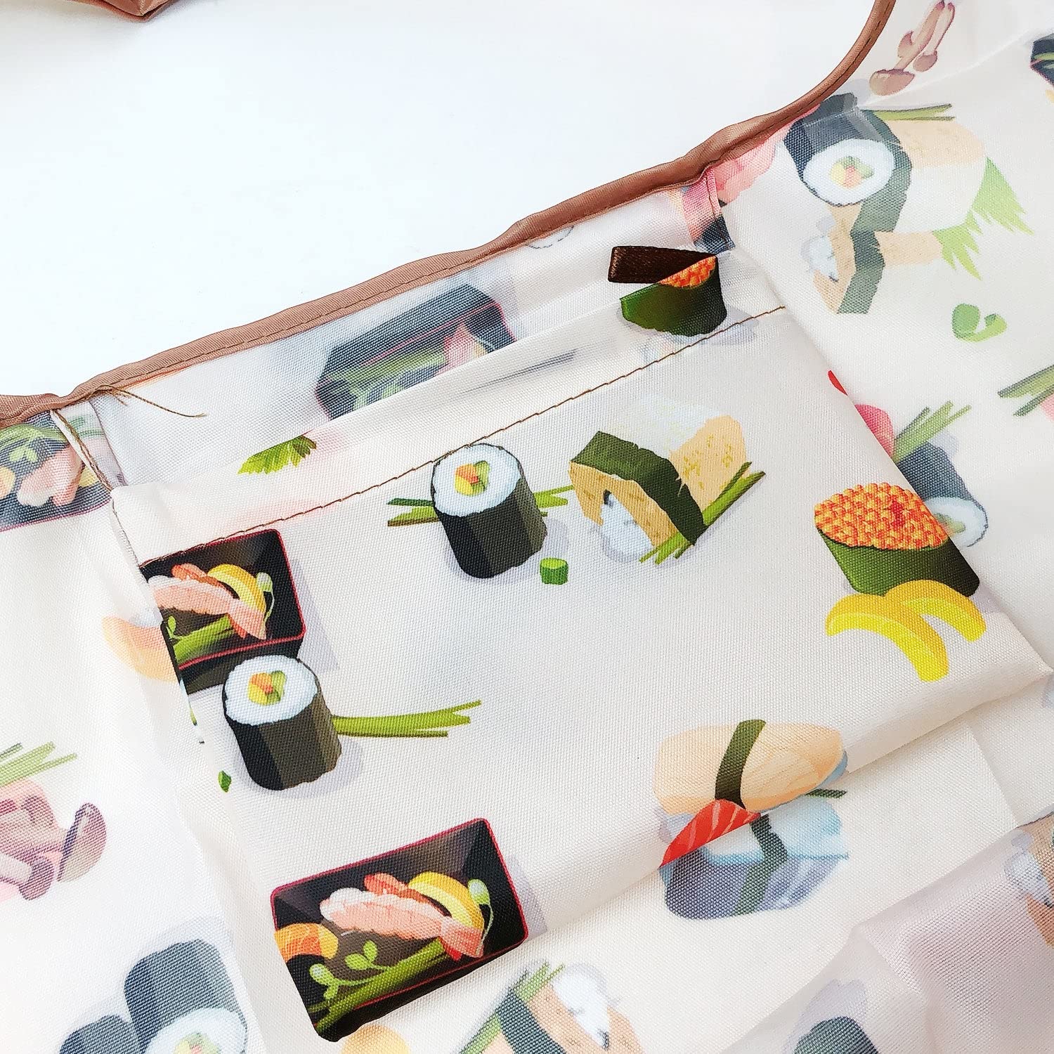 allydrew Foldable Tote Nylon Reusable Grocery Bag (Set of 2), Sushi