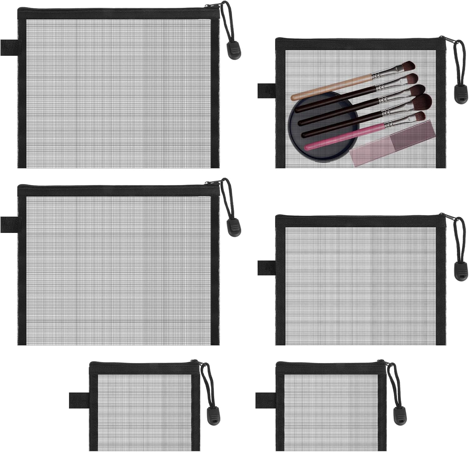 Bewudy 6Pcs Mesh Makeup Bags, Mesh Zipper Cosmetic...