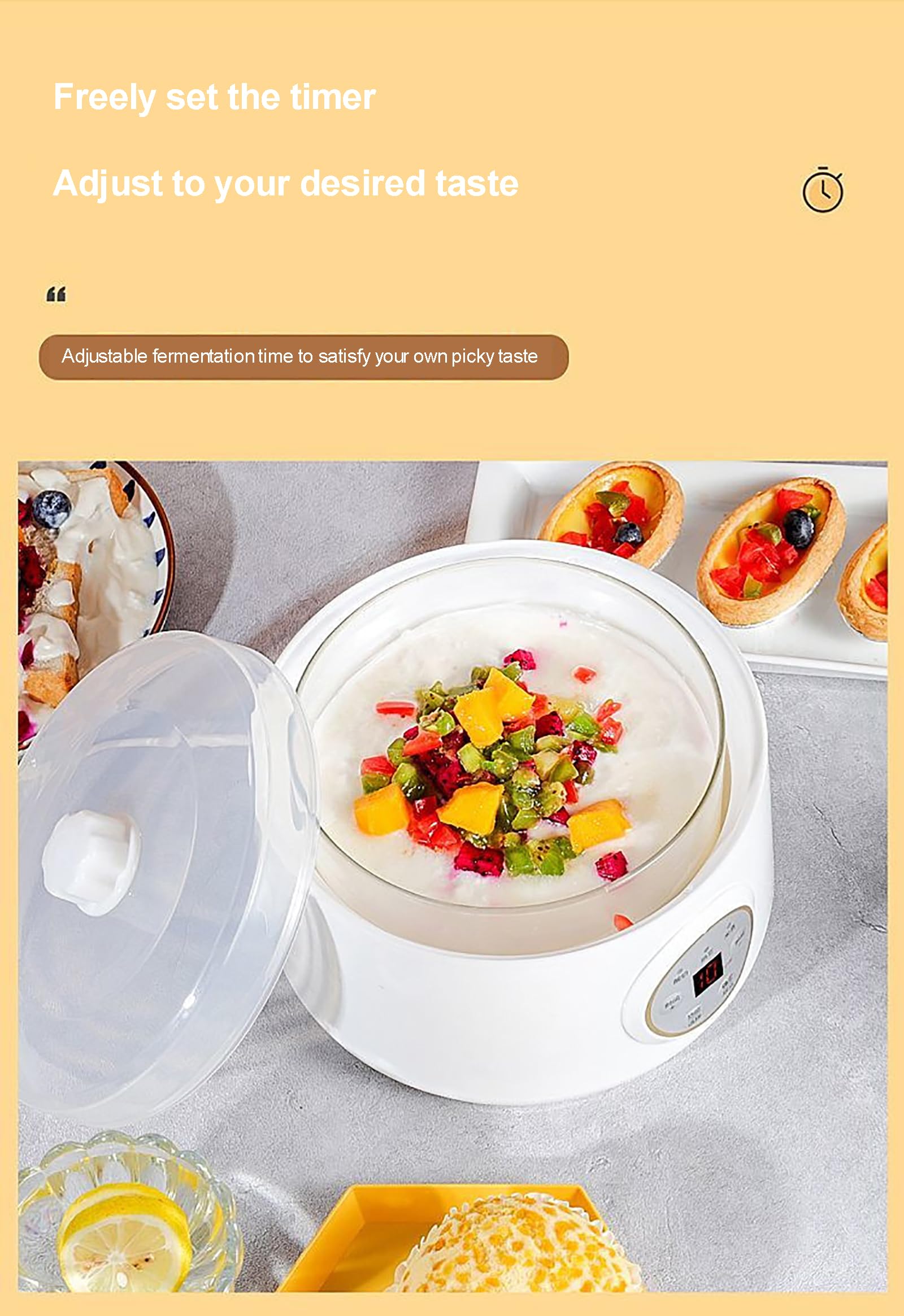 Probiotyczny silnik do jogurtu z regulowanym czasem, zawiera jogurt, natto, słodkie wino, wielofunkcyjna cyfrowa elektryczna maszyna do jogurtu, 1,7 l