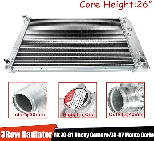 Miniatura 47 de Radiador de aluminio de 3 filas compatible con Toyota Land Cruiser 1958-1984 3.9L 4.2L FJ40 FJ45 Series L6 Entrada superior: 1.50 pulgadas. Salida