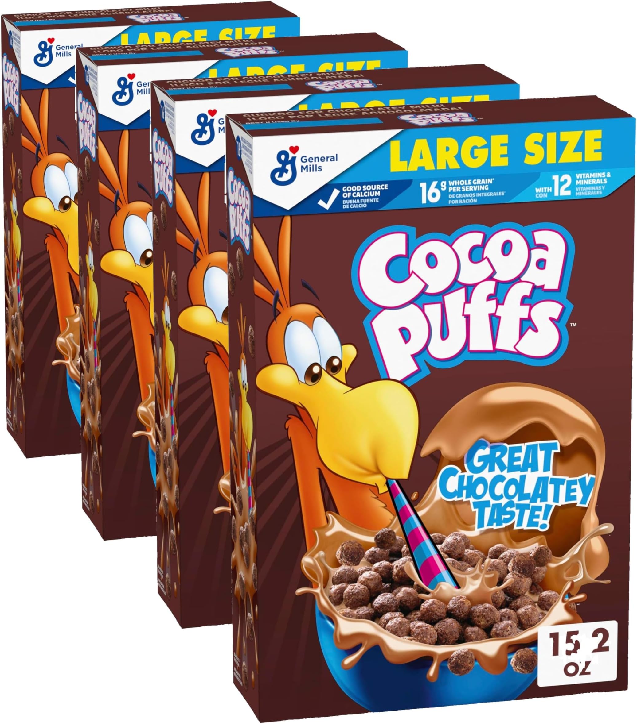 Cocoa Puffs, Chocolate Breakfast Cereal with Whole Grains, 15.2 oz (Pack of 4)