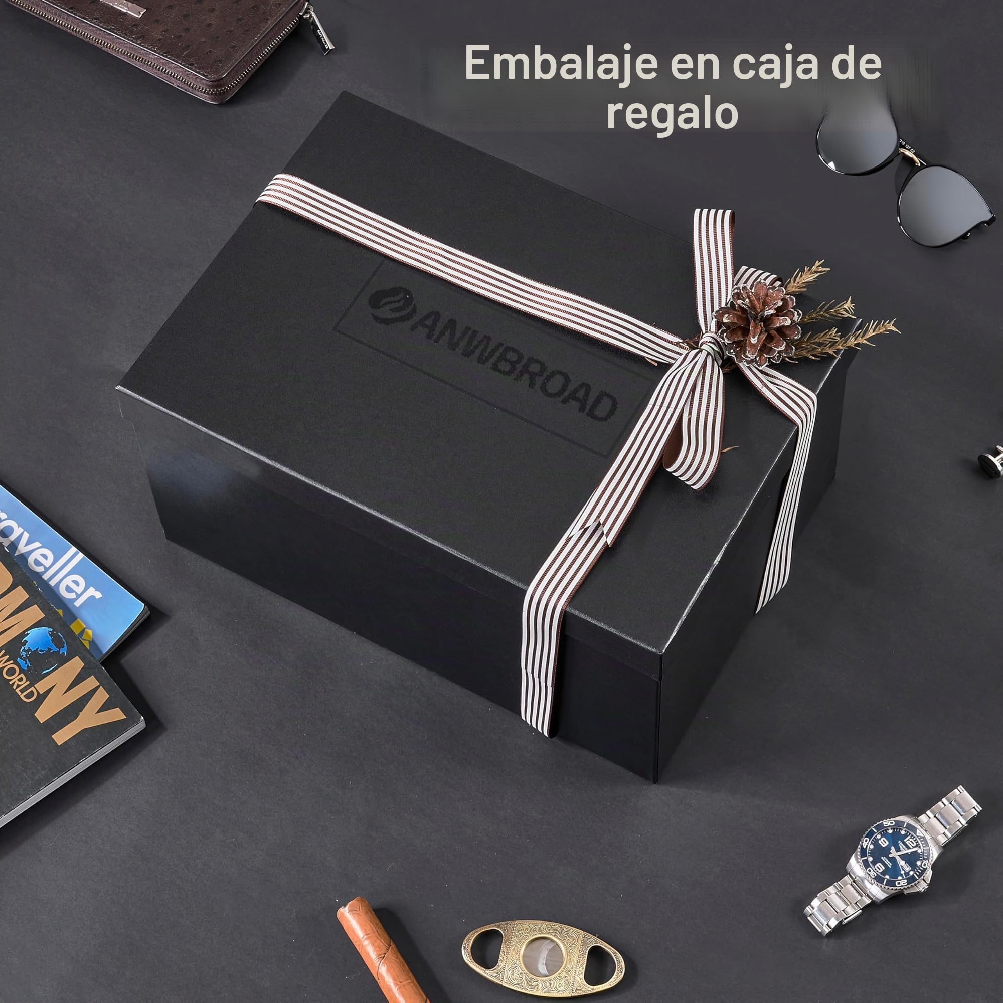 ANWBROAD Enrollador para Relojes Automáticos Caja Giratoria Automática con 4+6 Compartimentos para Relojes y Joyas Silencioso Watch Winder con LED & Motor Mabuchi & 4 Modos JWW002Z