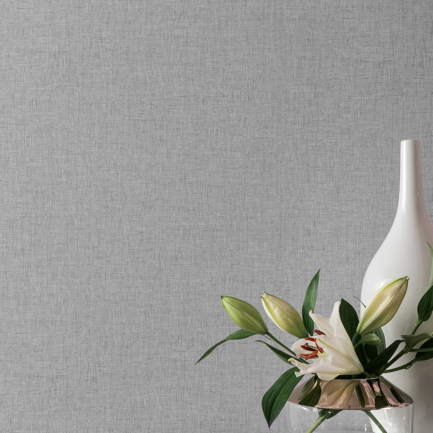 Arthouse Linen Texture Wallpaper Mid Grey 907607