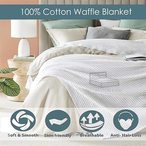 Miniatura 5 de Cottington Lane Manta térmica 100% de algodón de alta calidad hilado en anillo, doble 80 x 90 pulgadas, para decoración del hogar, ligera,