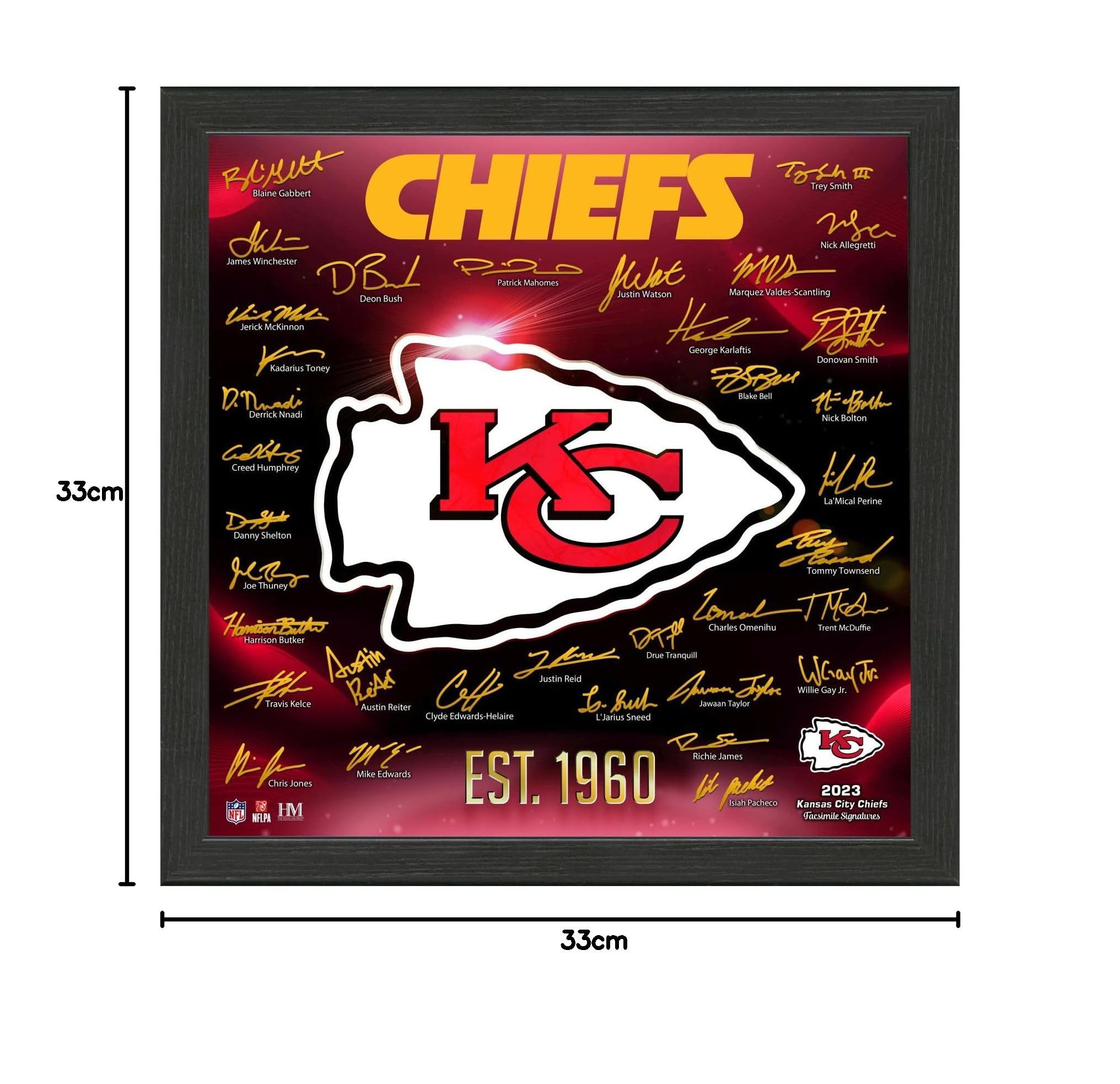 Highland Mint Kansas City Chiefs NFL Signature Logo Bild 33x33cm