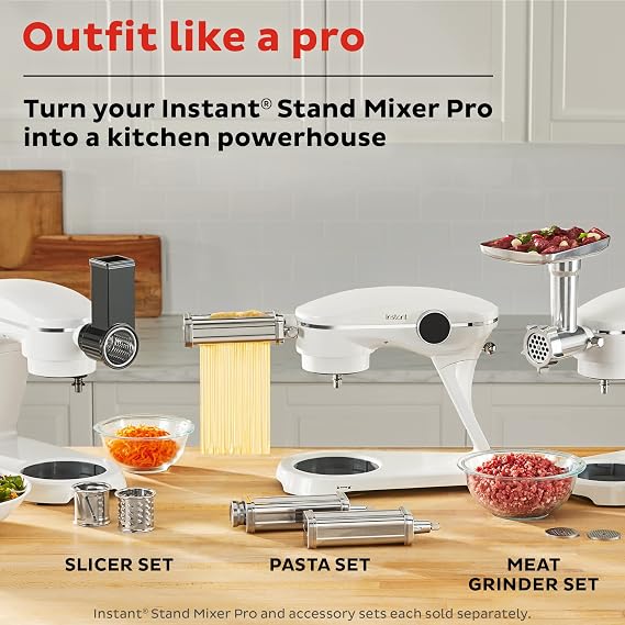 Instant Pot Pasta Maker Attachment for Instant Stand Mixer Pro, Includes Pasta Roller, Fettucine Cutter and Spaghetti Cutter Attachments