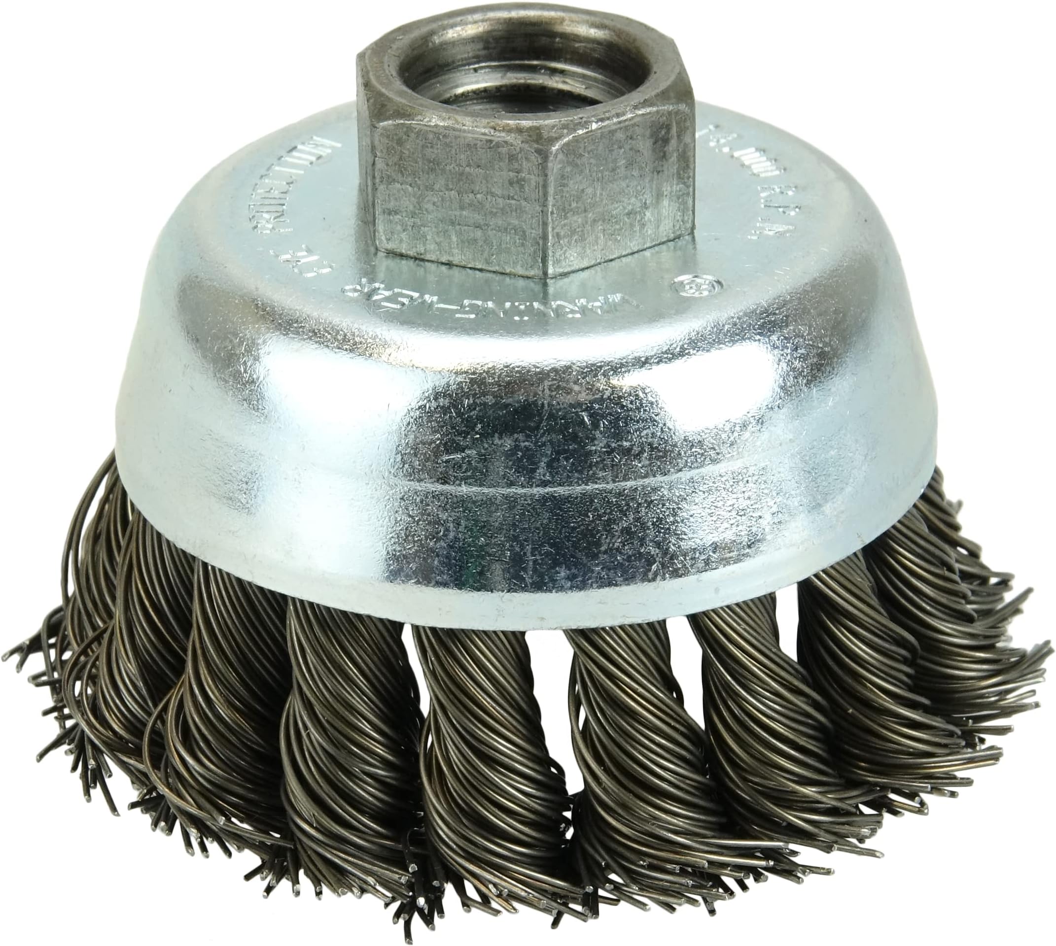 Weiler 13712 2-3/4" Single Row Hurricane Knot Wire Cup Brush.020" Steel Fill, 5/8"-11 UNC Nut, Made in the USA