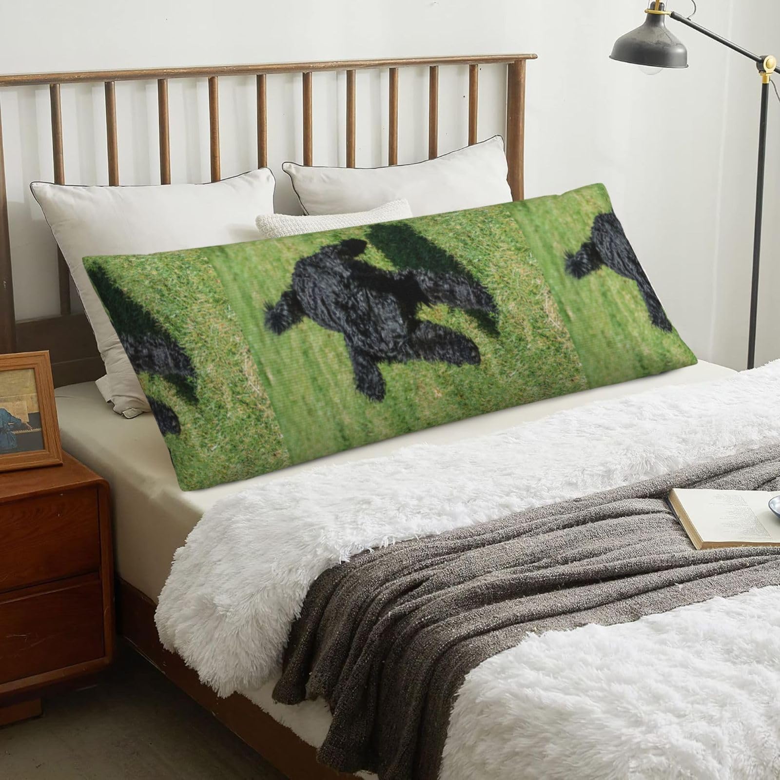 Black Standard Poodle, Body Pillow Cover with Zipper,Long Body Pillowcase 20 x 60 in