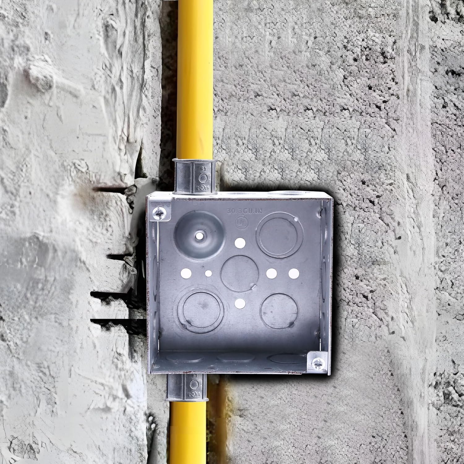 Sqare Metal Electrical Junction Box, 2-1/8" deep, 4x4 Sliver Galvanized Steel Drawn Construction