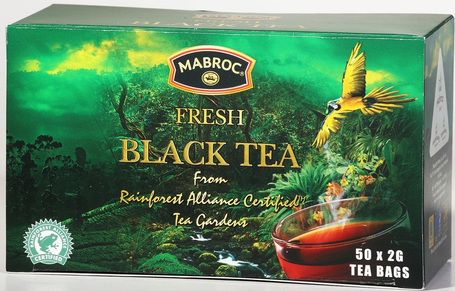 Mabroc Pure Ceylon Black Tea ; 50 Tea Bags ; From Rainforest Alliance Certified Tea Gardens