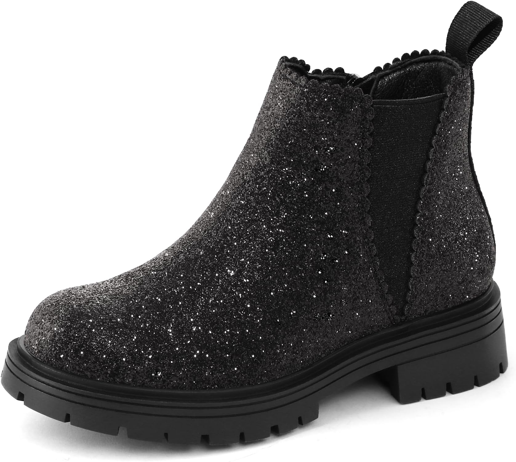 K KomForme Girls Ankle Boots with Side Zipper Chelsea Booties Lug Sole (Toddler/Little Kids/Big Kids)