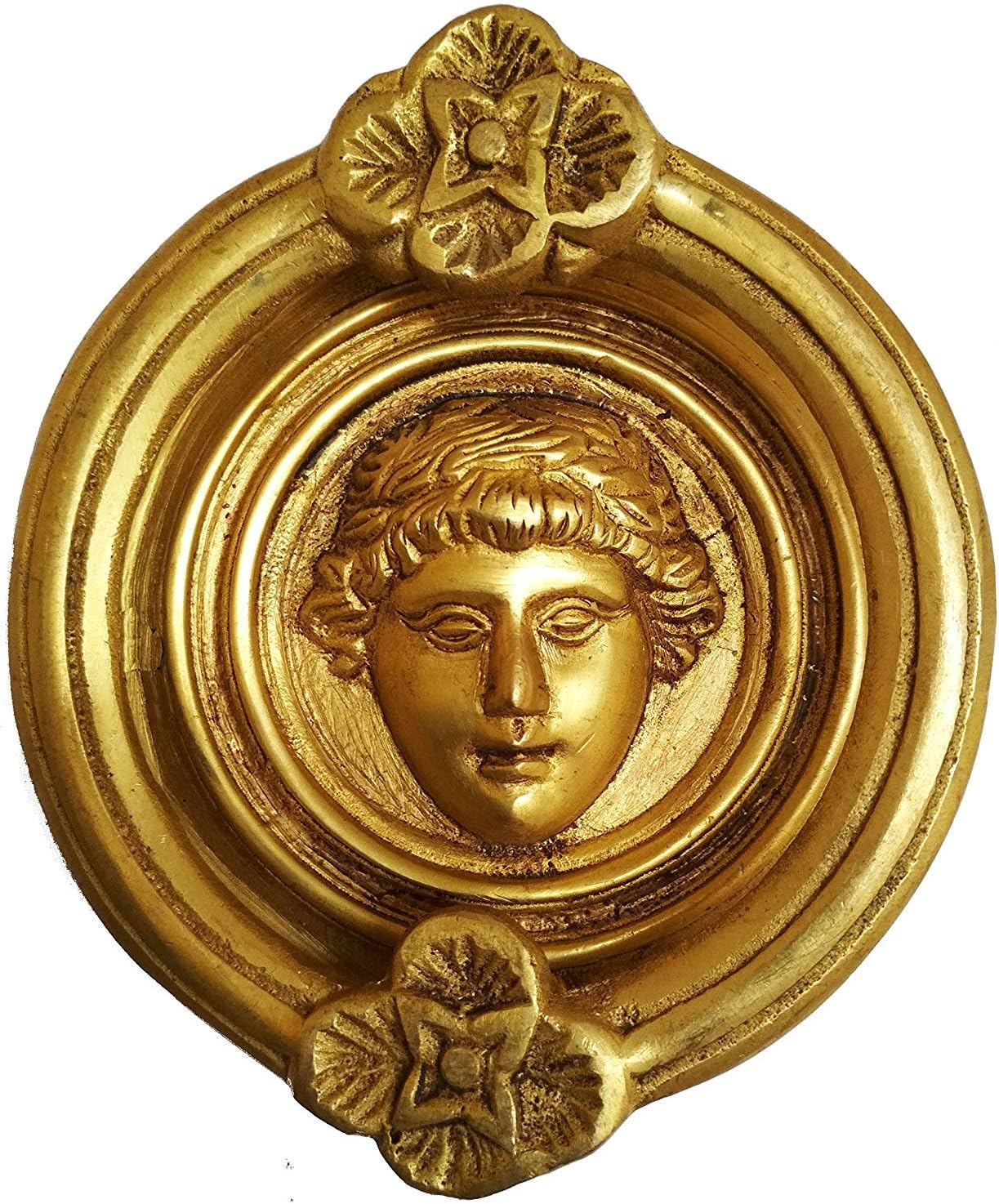 PARIJAT HANDICRAFT Brass Door Knocker Antique Roman King gate Handle (Golden)