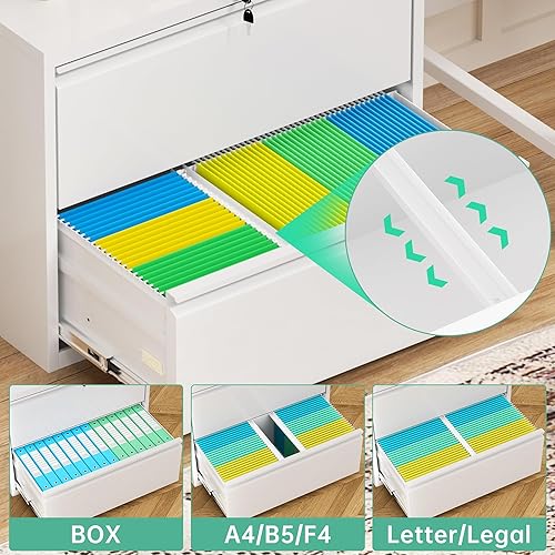 Miniatura 67 de Bonusall Archivador vertical con cerradura de 3 cajones de bloqueo vertical, archivador de oficina de metal, organizador horizontal con estante 10