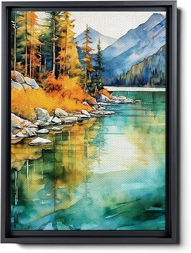 Gentle Serenade, Nature-Inspired Watercolor Wood Wall Print Featuring Pastel Landscapes and a Tranquil River Scene