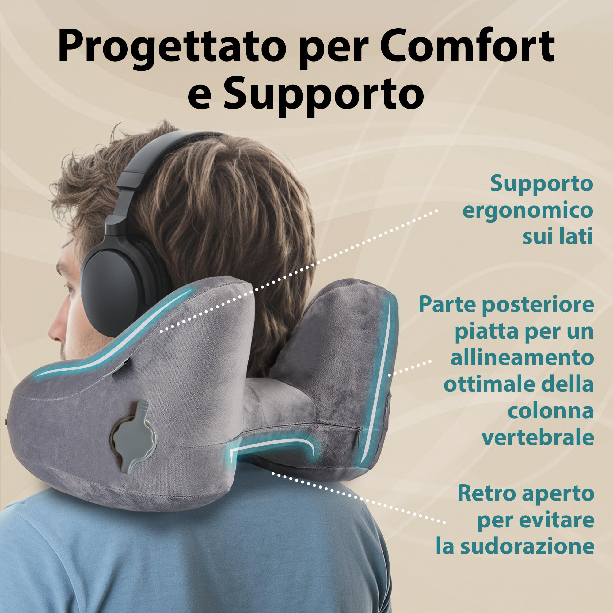 FLOWZOOM Cuscini da viaggio gonfiabili AIR Duo Premium (Taglia L e M)