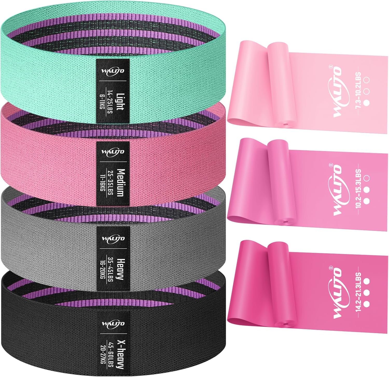 WALITO Resistance Bands and 4.9FT Yoga Bands for Women and Men, Workout Bands for Physical Therapy, Stretch, Recovery, Pilates, Rehab, Strength Training and Home Gym