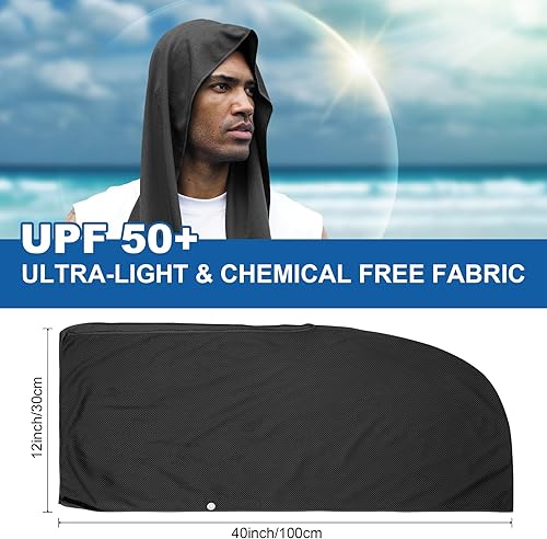 Miniatura 6 de Sukeen Toalla de enfriamiento con capucha, toallas de enfriamiento para cuello y cara, de secado rápido, absorbente, protección UV, envolturas
