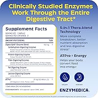 Vista 2 de Enzymedica Digest Gold + ATPro, fórmula enzimática de máxima fuerza, evita la hinchazón y los gases, 14 enzimas clave incluyendo amilasa, proteasa