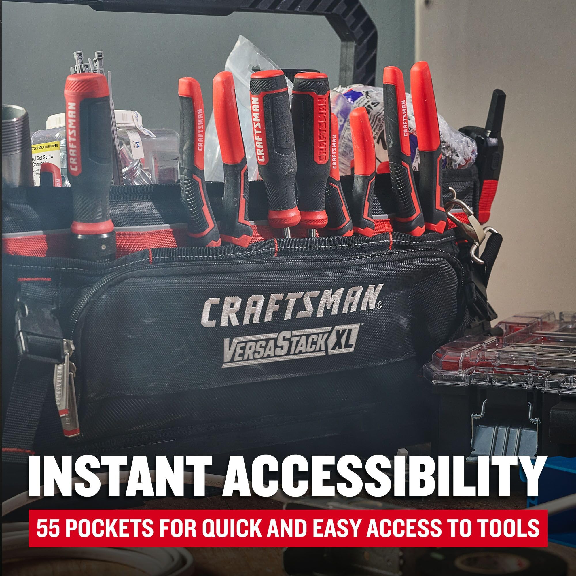 CRAFTSMAN TRADESTACK torba na narzędzia, 57 cm, trwały poliester, czarno-czerwona (CMST21450)