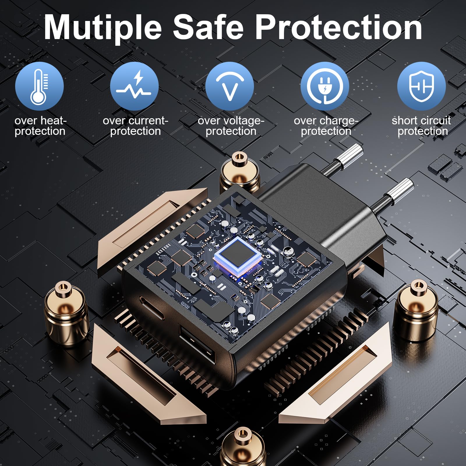 Caricabatterie USB C 25W,Caricatore USB C Rapido a doppia porta per Galaxy S22/S22 Ultra/S21 Ultra 5G/S21 FE/S20/S10/S9/A13,Caricabatterie Veloce con Tipo C Cavo