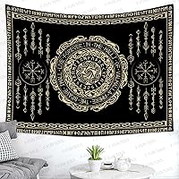 Vista 10 de F-FUN SOUL - Tapiz nórdico de vikings, tamaño grande 152 cm x 102 cm de franela suave, tapiz valknut vikingo con runas celtas, estética mitológica