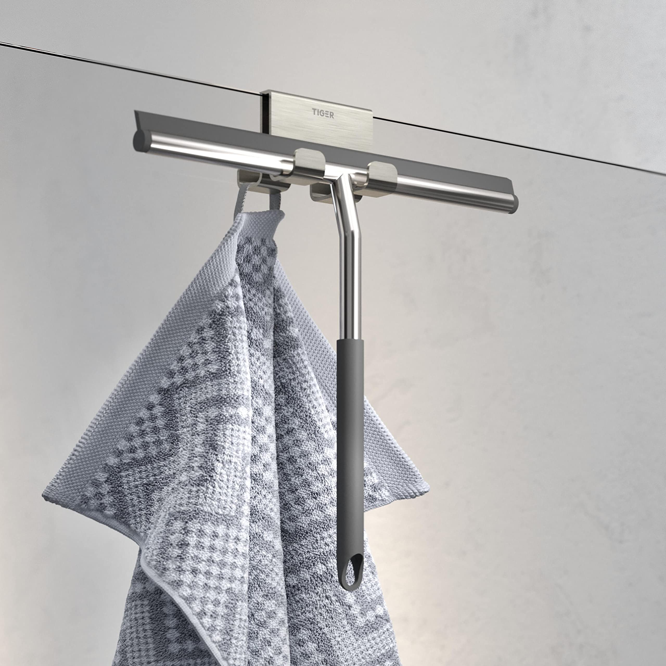 Tiger Caddy Towel Hook for Shower Enclosure 6-8 mm Double 5 6 x 7 x 5 cm Brushed — view 3