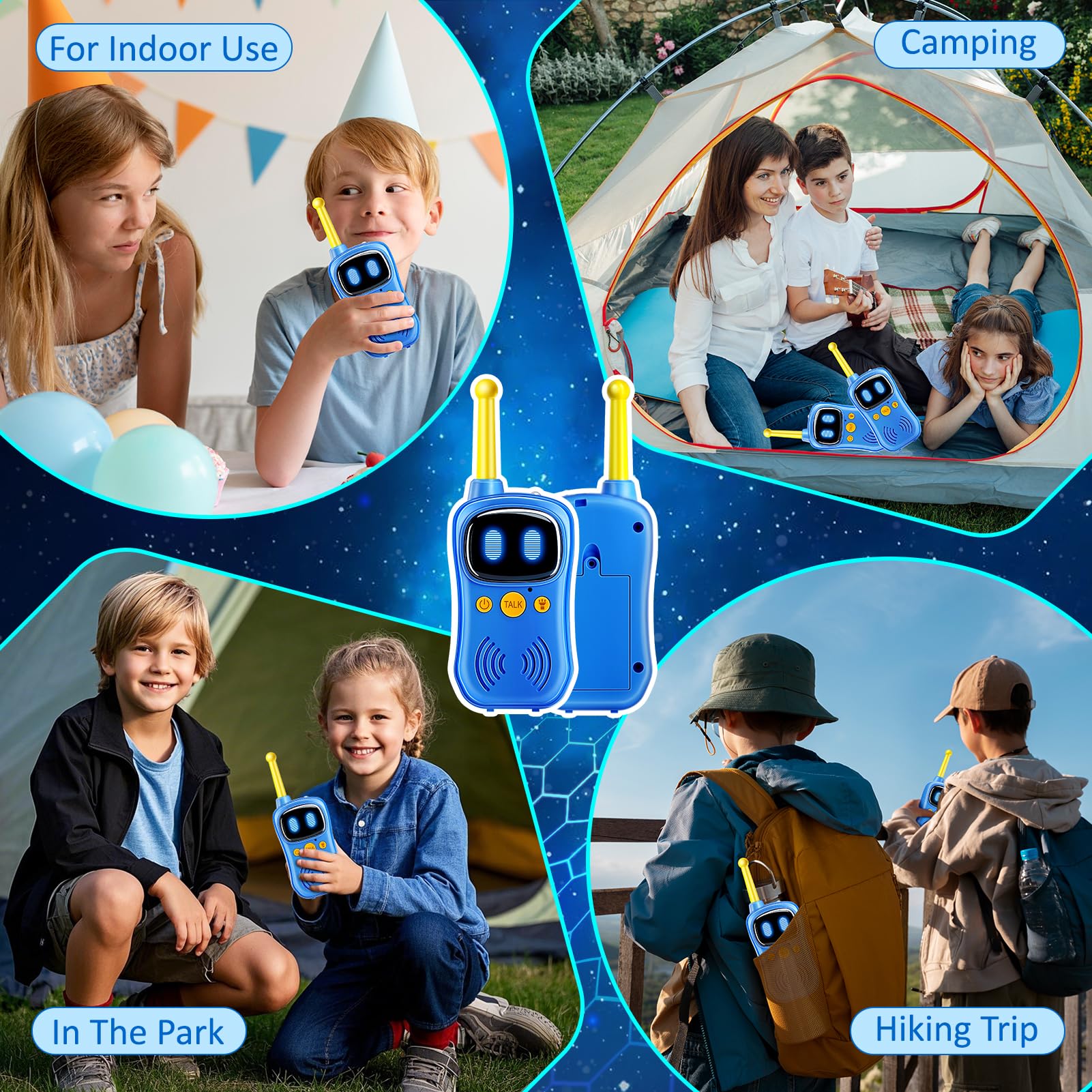 Walkie Talkies de astronauta, rango de conversación de 3000 pies, juguetes de robots para niños, paquete de 2, juguetes espaciales, regalos de cumpleaños para 3, 4, 5, 6, 7, 8, 9, 10 años, regalo 6