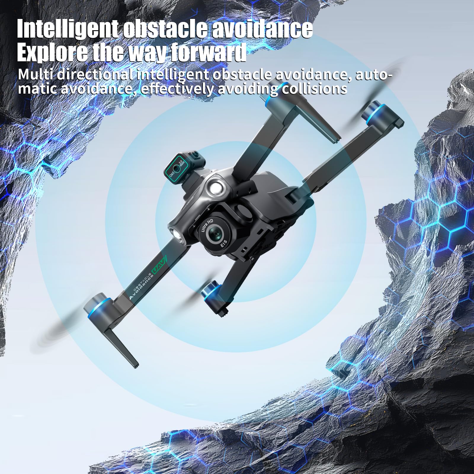 OBEST GPS Drone con Telecamera 4K, Wifi FPV Drone Professionale con Motore Brushless,120° Telecamera Regolabile Motorizzata,Evitare Gli Ostacoli,Radiocomando con Schermo,7.4V Batteria