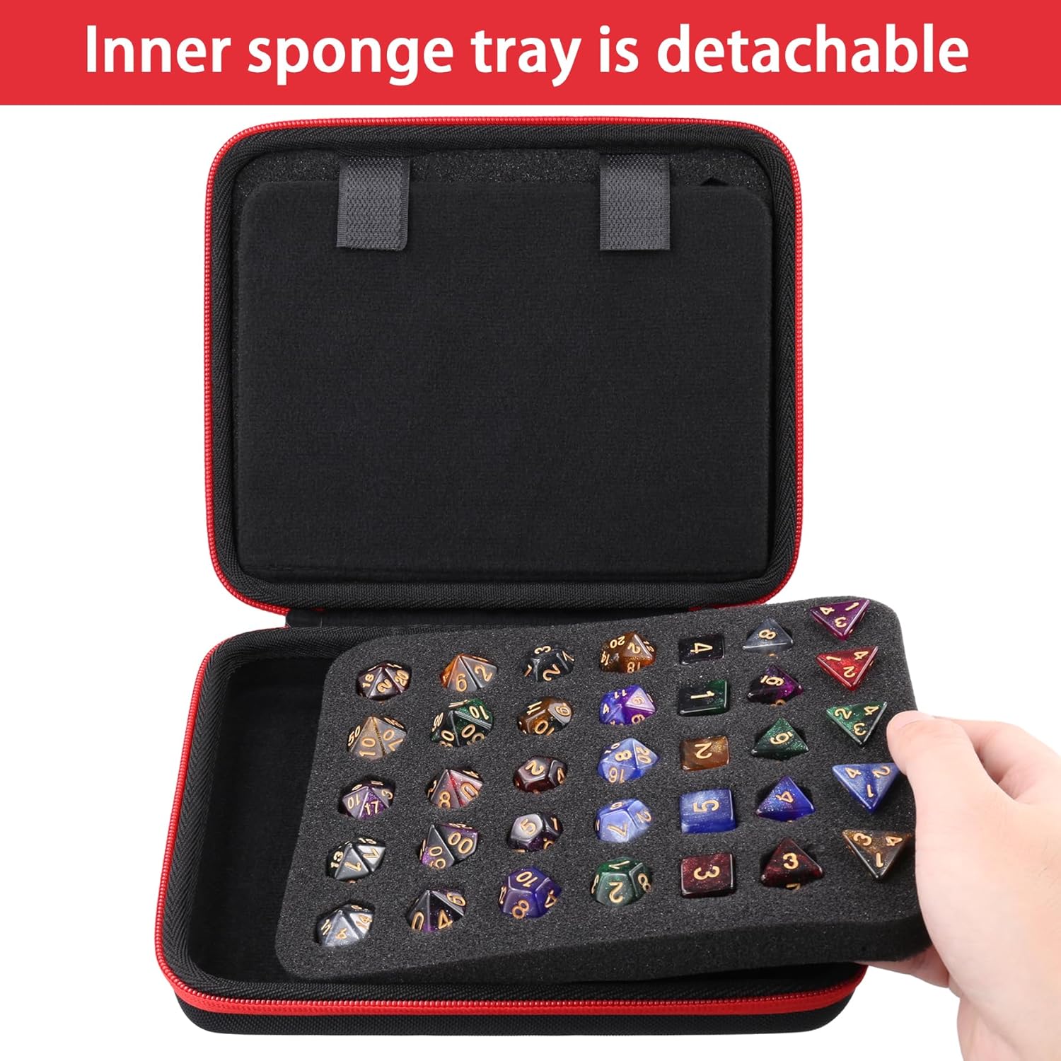 Bavel DND Dice Case with Detachable Dice Sponge and Tray, D6 D20 Set Case for Dungeons and Dragons RPG, MTG, Table Games