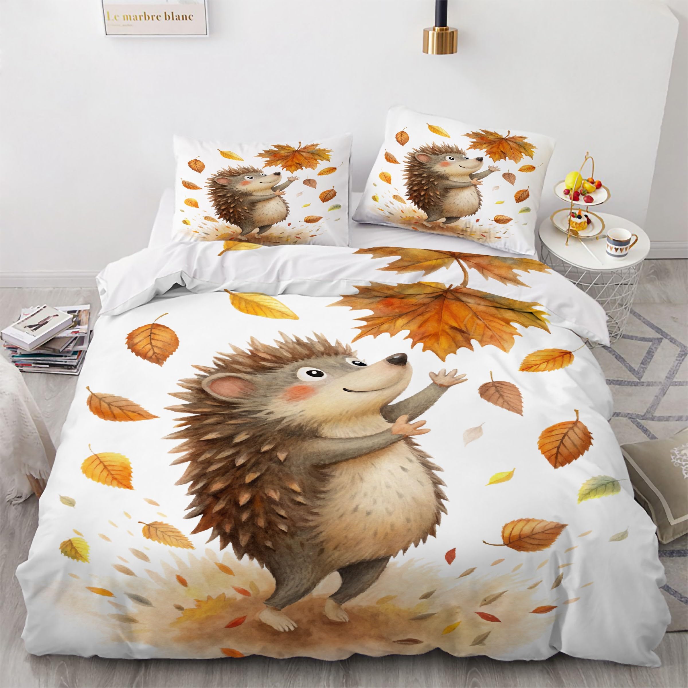 Housse de couette 220x240 KéTon Mignon motif hérisson en tissu microfibre douce