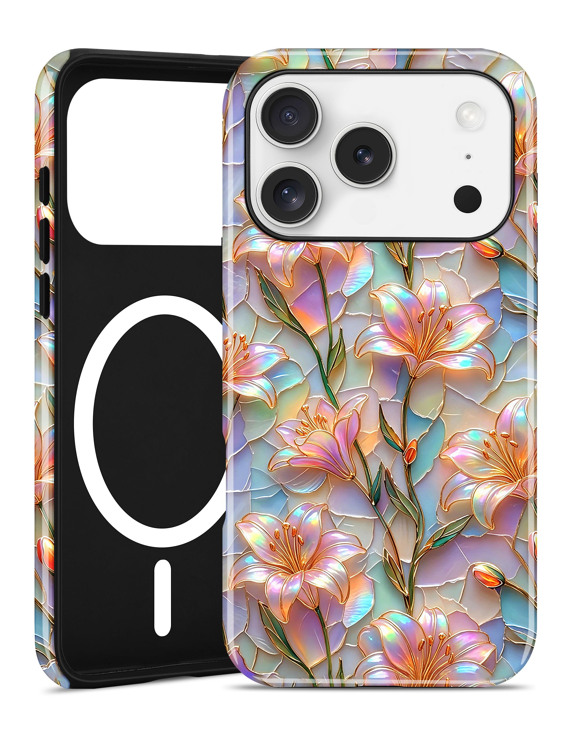 Photo 1 of Jusy Magnetic Stained Glass Floral Case for iPhone 13 Pro Max