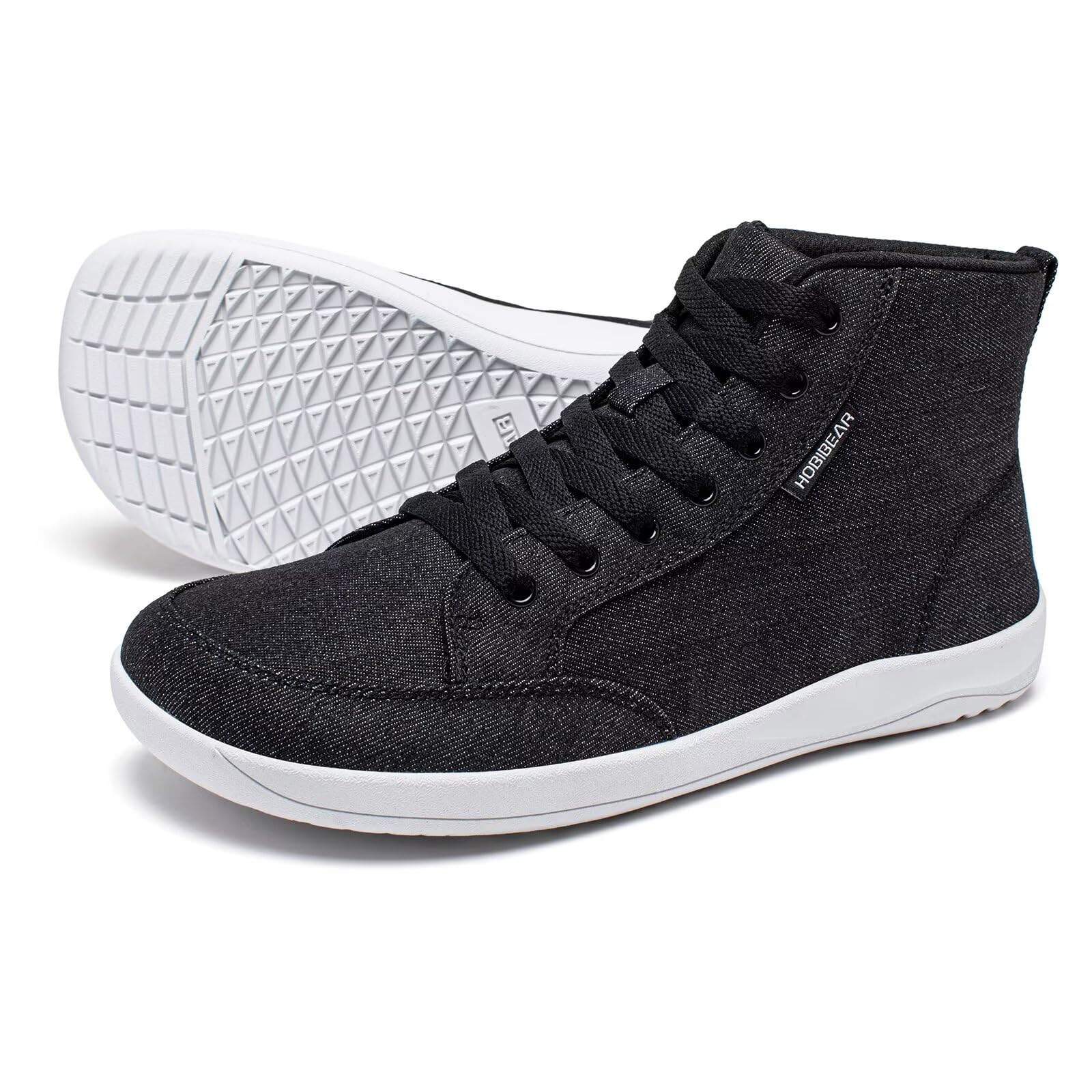 HOBIBEAR Chaussures pieds nus unisexes | Bout large | Baskets hautes en toile | Chaussures de trail confortables