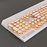 Vista 4 de MageGee Typewriter Mechanical Gaming Keyboard, Retro Gold Punk Round Keycaps LED Backlit Wired Keyboards for Laptop MAC PC Gamer, with Magnetic