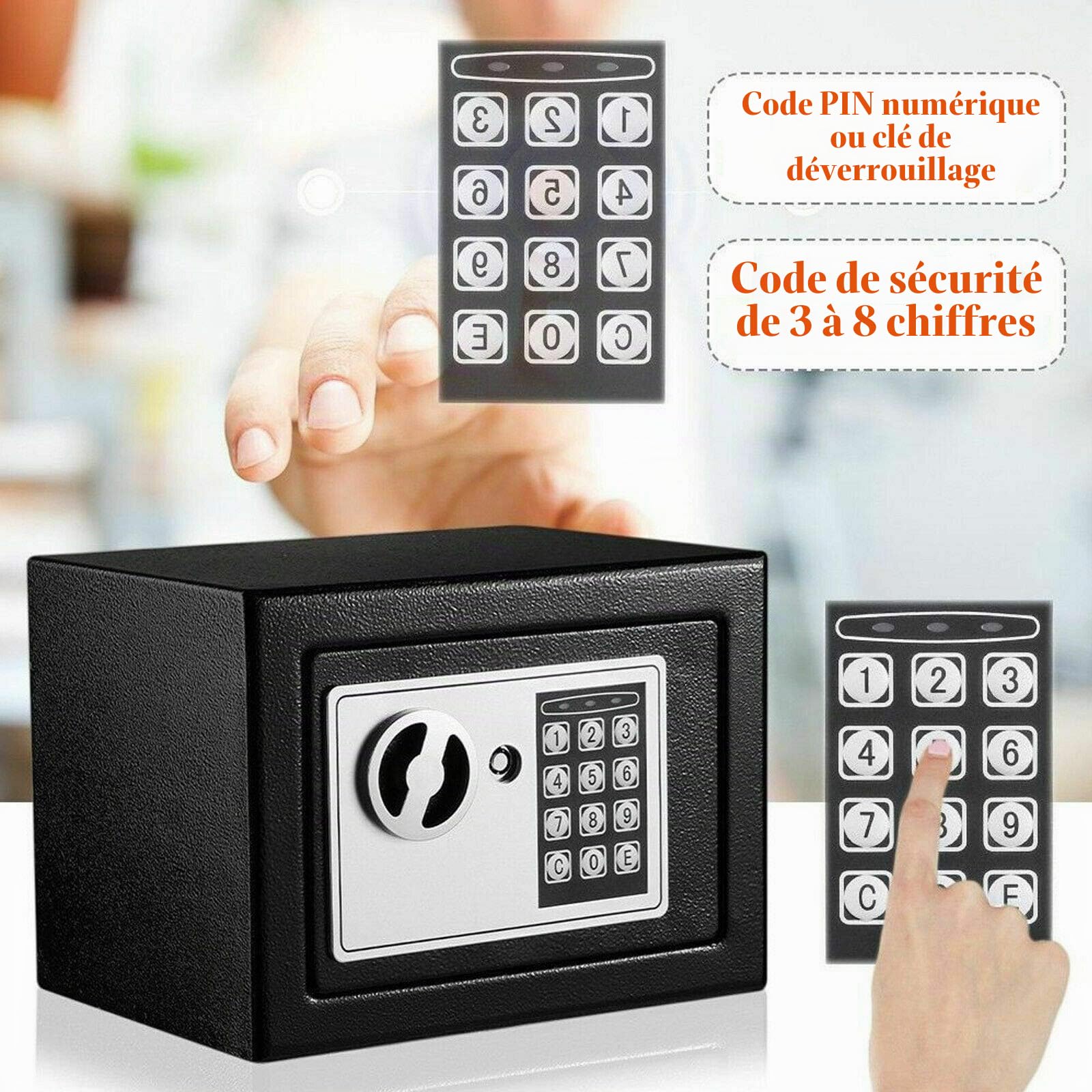 Coffre-fort électronique avec mot de passe - Coffre-fort électronique en acier - 4,6 l - Haute sécurité - Pour la maison et le bureau