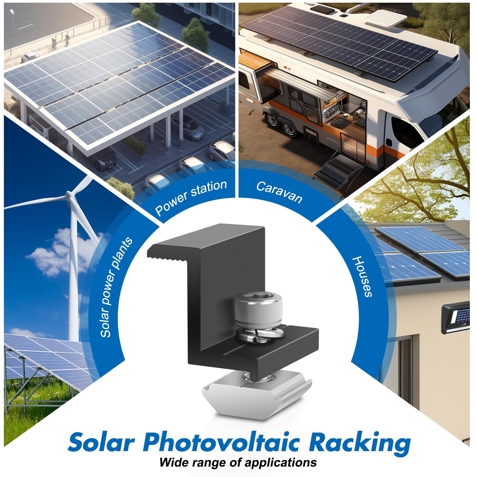 20 Pezzi 30mm Staffa Z di Montaggio, TGKYK Morsetto Terminale Solare con Chiave, Kit di Fissaggio per Modulo Solare, Pannelli Solari Staffe Bordo per Tetti, Campeggio, Roulotte (Nero)