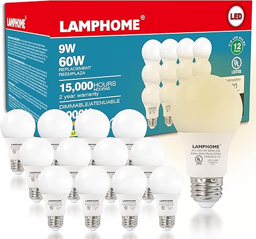 Miniatura 8 de LAMPHOME Paquete de 4 bombillas LED blancas suaves, ideales para dormitorio y sala de estar, equivalente a 60 W, 2700 K, 9 W, vida útil de 15000