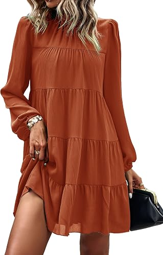 KIRUNDO Women's 2026 Fall Long Sleeve Baby Doll Dresses