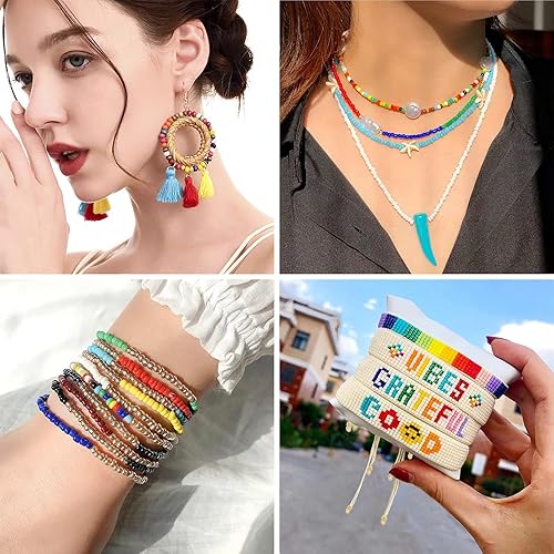 Miniatura 4 de MIKIMIQI 2200 cuentas de semillas de vidrio a granel, cuentas de poni 60 de 0.157 pulgadas a granel para fabricación de joyas, cuentas espaciadoras