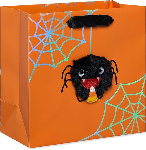 Papyrus Bolsa de regalo mediana de Halloween de 8.5 pulgadas, patrón de araña (1 bolsa)