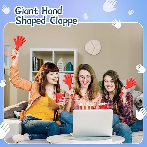 Miniatura 6 de 6 pinzas de mano color rojo coral de 7.5 pulgadas que hacen ruido, regalos de fiesta, aplausos de plástico, eventos deportivos, bailar, baile,