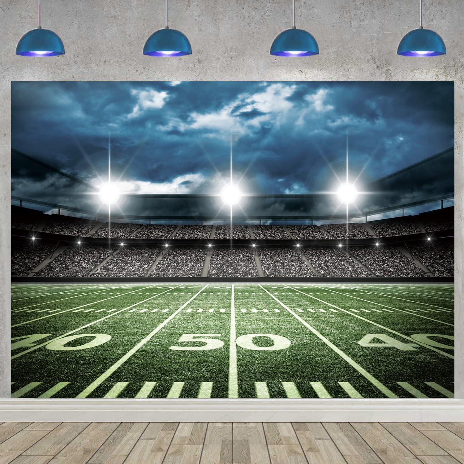 Football Field Backdrop Football Themed Auditorium Light Photography Background Sports Birthday Party Decoration Banner Photo Studio Props (120x96 inch (10x8FT))
