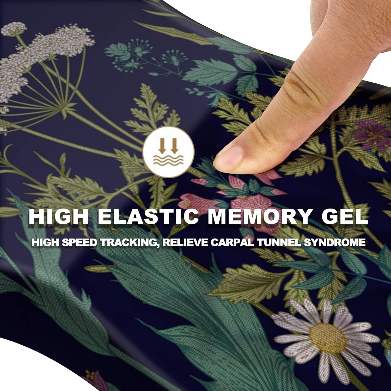 Ergonomic Mouse Pad with Wrist Rest Support, Massage Design Relief for Carpal Tunnel Pain, Entire Memory Foam Non-Slip, Midnight Flowers - Image 3