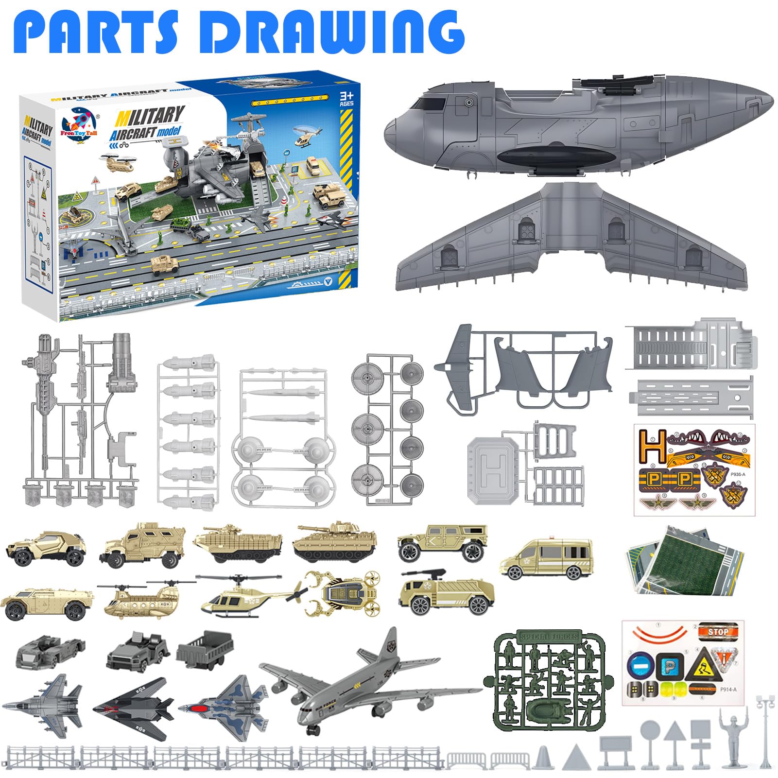 48 piezas de juguetes del ejército, avión militar jumbo, helicóptero de combate y figuras de acción de soldado, juego imaginativo y recuerdos de fiesta, juguetes STEM para niños de 3 a 12 8