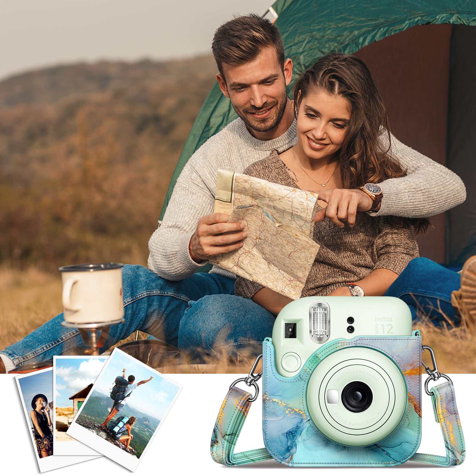 FINTIE Pokrowiec kompatybilny z Fujifilm Instax Mini 12 Aparat Błyskawiczny - Torba na aparat fotograficzny ze sztucznej skóry Pokrowiec na aparat fotograficzny Torba z odpinanym paskiem na ramię, | Pokrowiec ochronny ze sztucznej skóry premium z odpinany