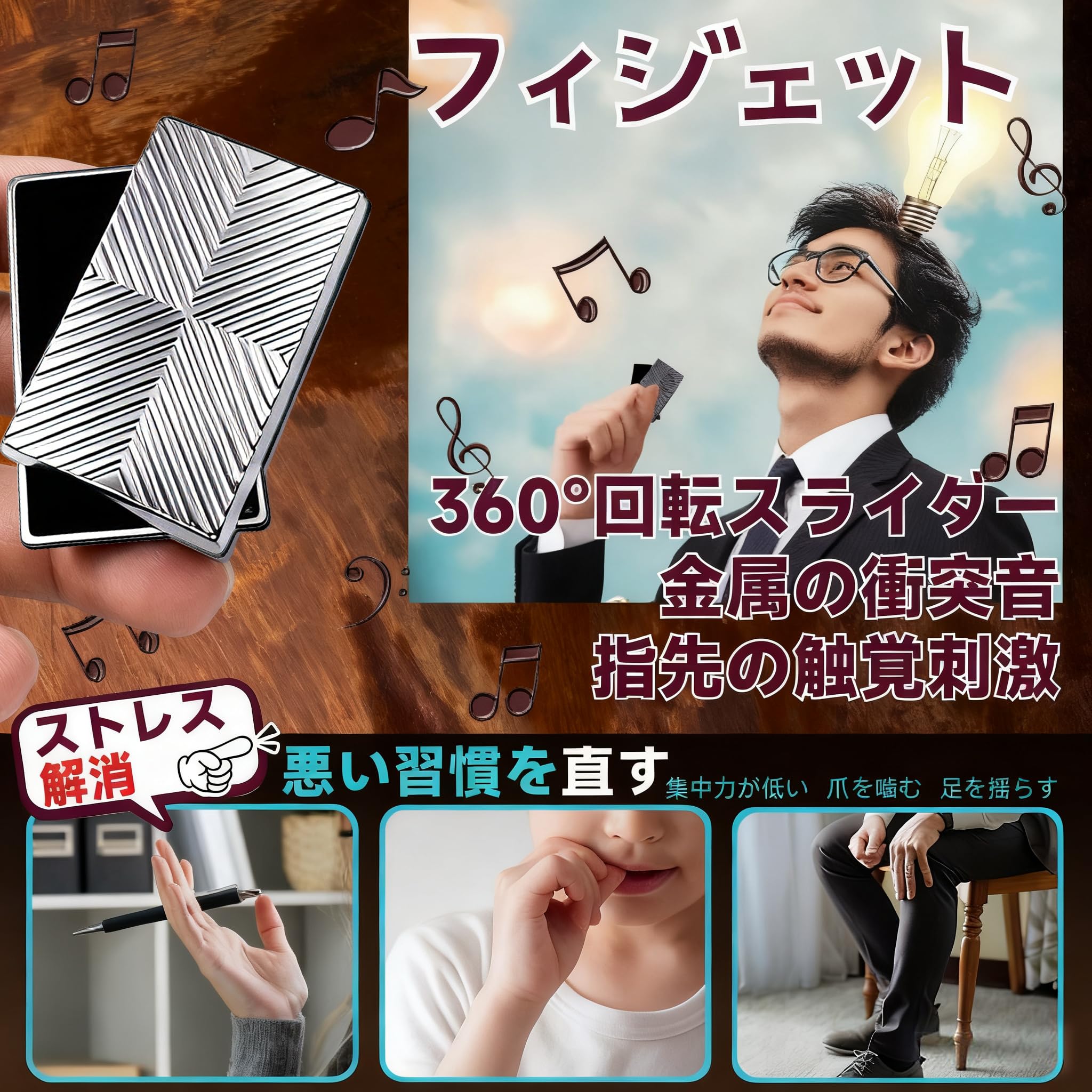 Amazon | フィジェットトイ 金属磁気 フィジェットスライダー ストレス