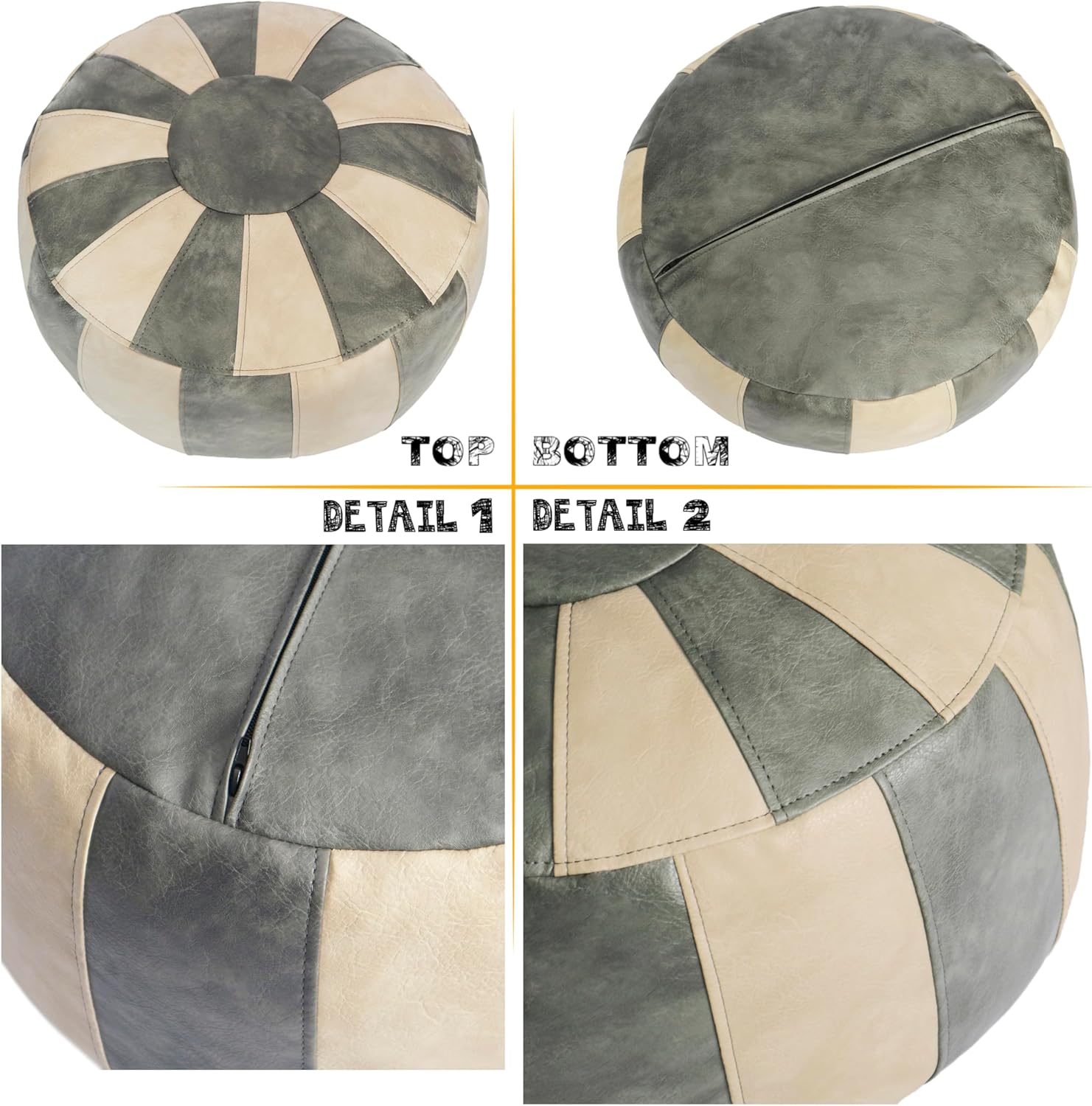 フットレスト オットマン クッション モロッコ風 ラウンド フェイクレザー 収納付きカバー おしゃれ かわいい 北欧 インテリア リビング 寝 モロッコ  オットマン プフ 収納 ソファ クッション スツール 北欧 インテリア おしゃれ サイドテーブル 衣替え シンプル 雑貨 ... Thgonwid モロッコ オットマン プーフカバー オットマン フットスツール 収納ソリューション ビーンバッグチェア フットレス