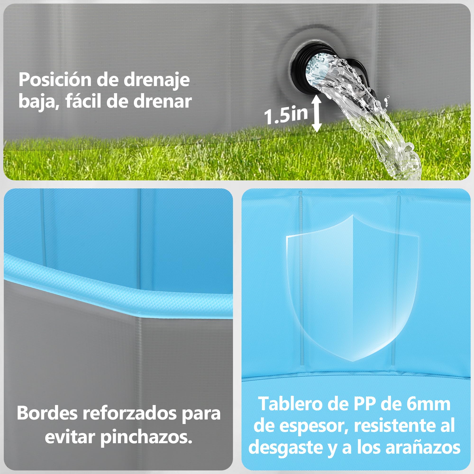 FORMIZON Piscina Plegable para Perros, Piscinas Perros para Grandes Pequeños, Rigida, Antideslizante y de PVC Engrosado, Piscina Portatil para Perro Niños (160)