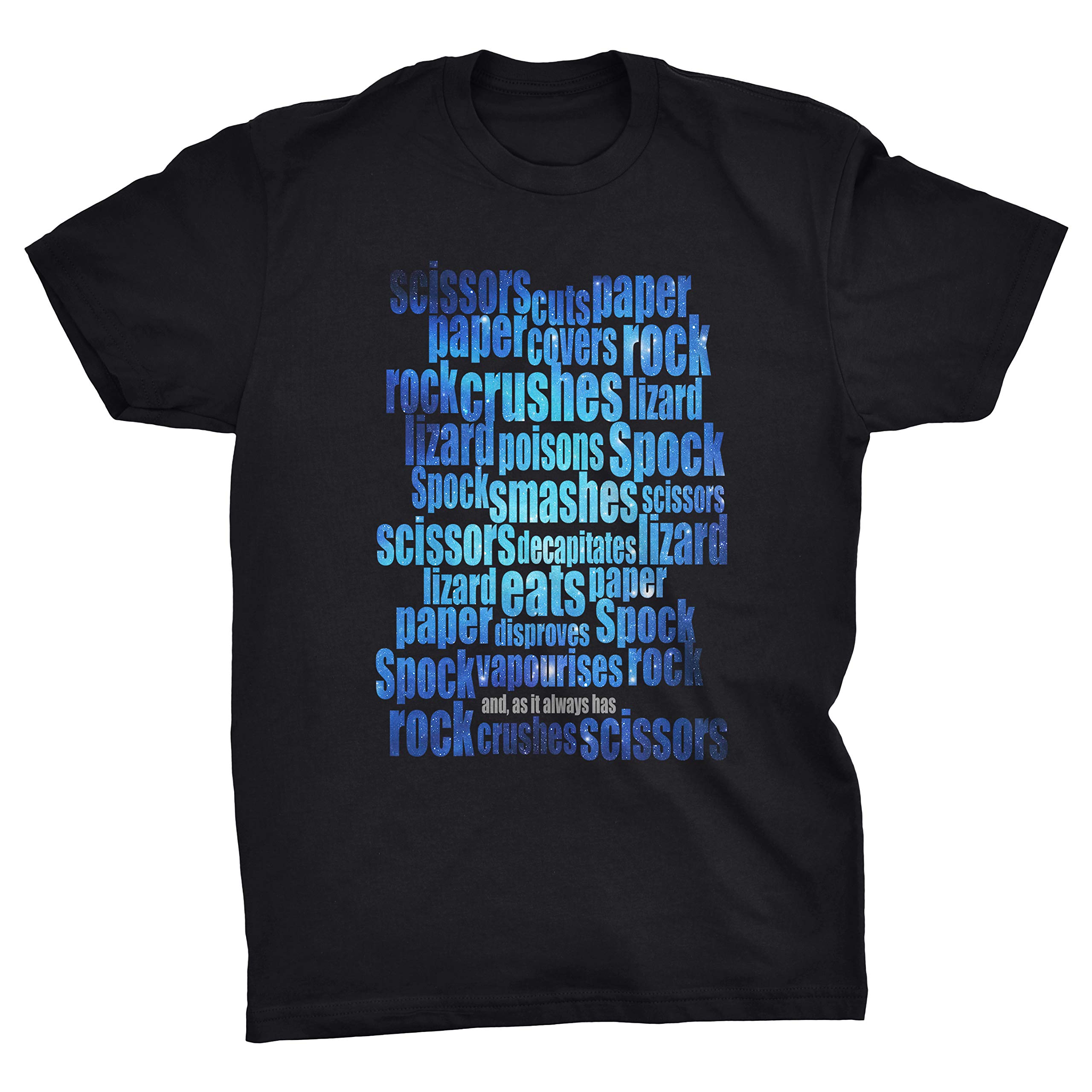 Rock Paper Scissors Lizard Spock Big Bang Theory T-Shirt (Black, XL)