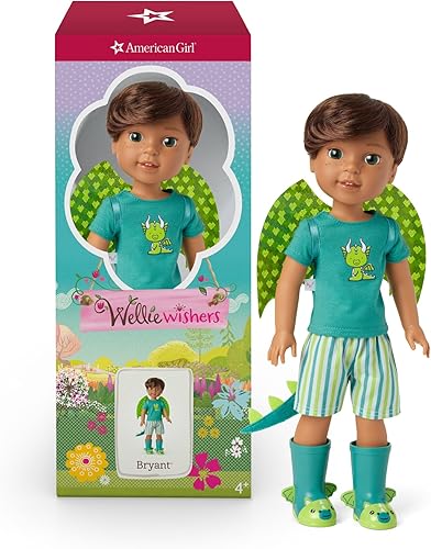 American Girl WellieWishers 14.5-inch Bryant Doll with T-shirt, Shorts, Dragon Wings & Tail, and Boots, For Ages 4+